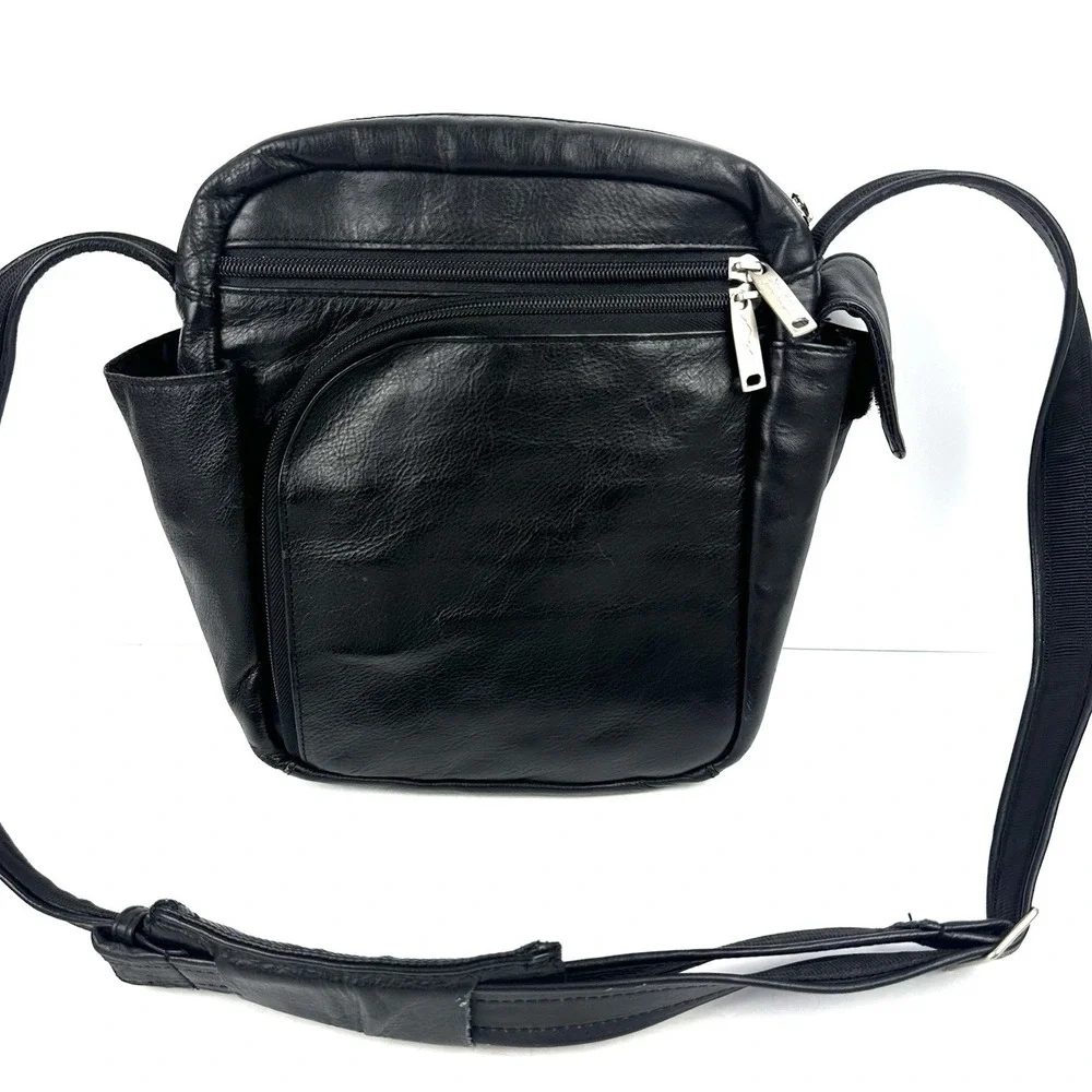 Day Makers Santa Barbara Crossbody Bag Black Leather Heavy Duty Anti Theft